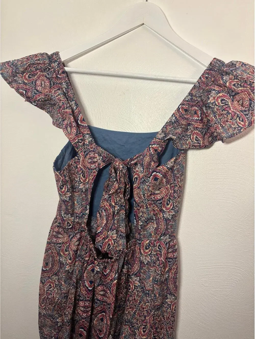 Banana Republic Open Back Tie Back Paisley Midi Dress Size Small - Picture 5 of 9